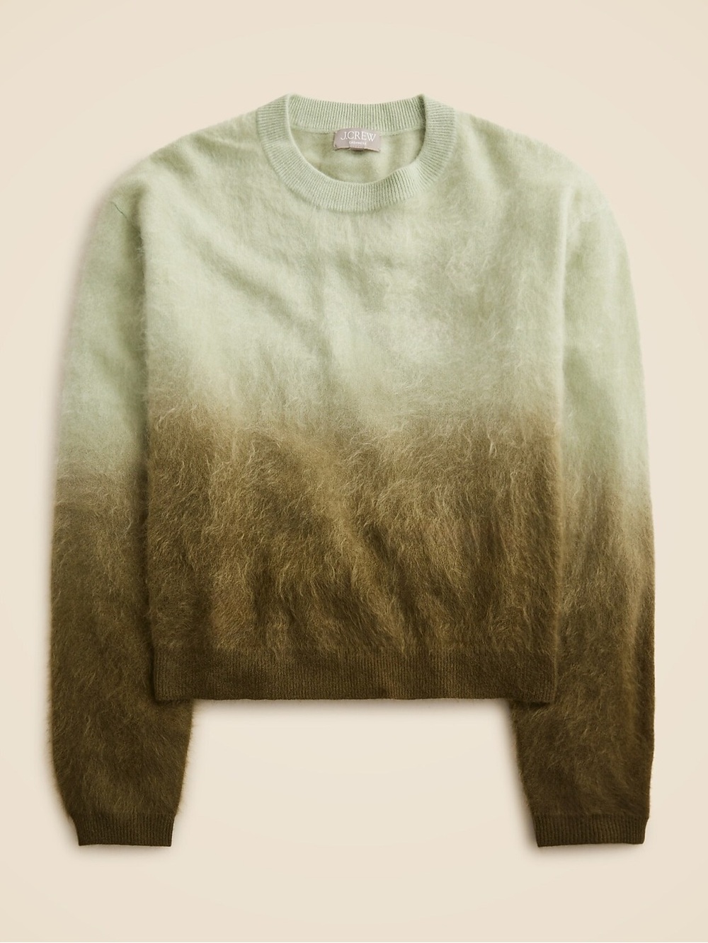 J.Crew Dip-Dyed Brushed Cashmere Sweater Small Sea Mist Pine Green $198 CG676